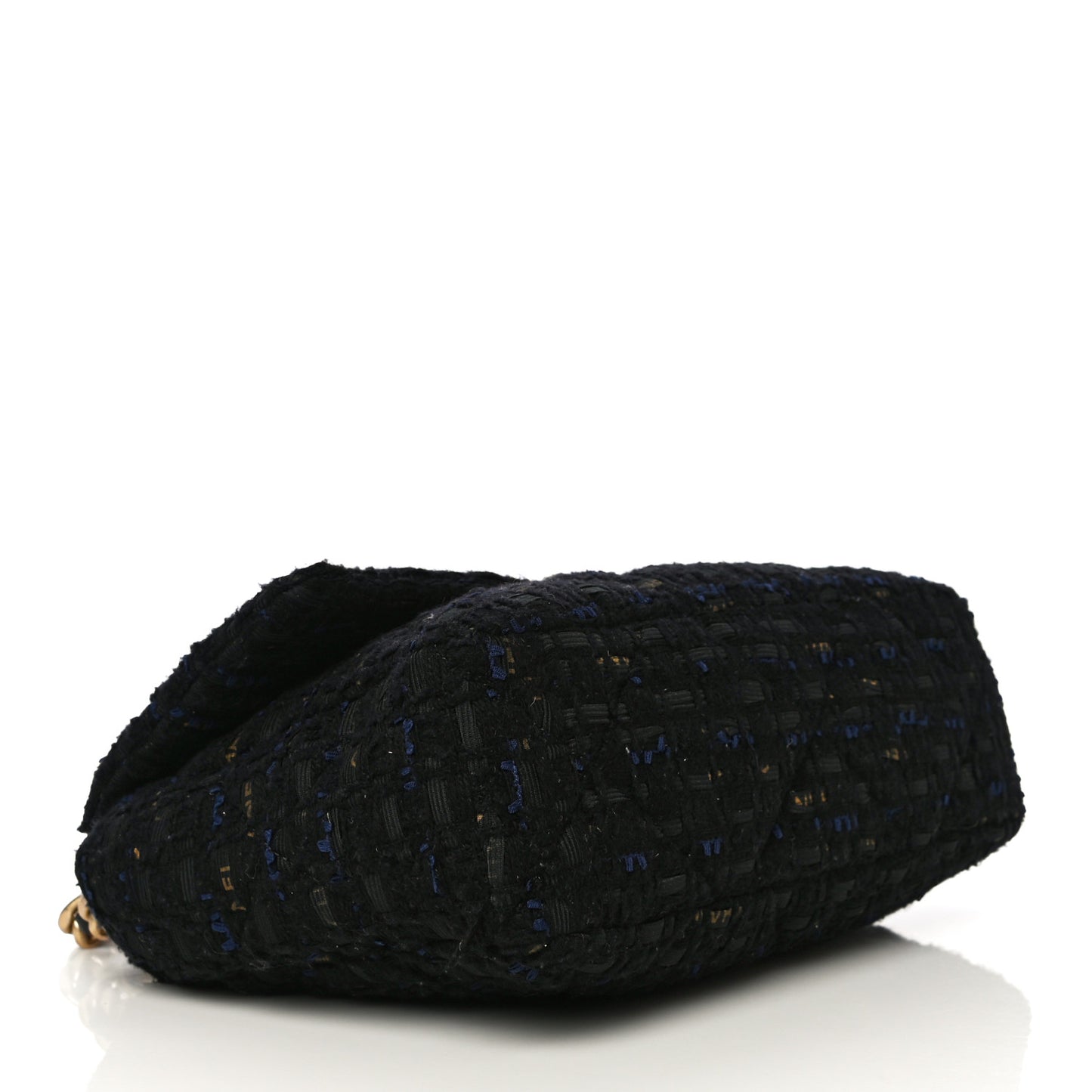 Tweed Quilted Large Chanel 19 Flap Black Navy Gold