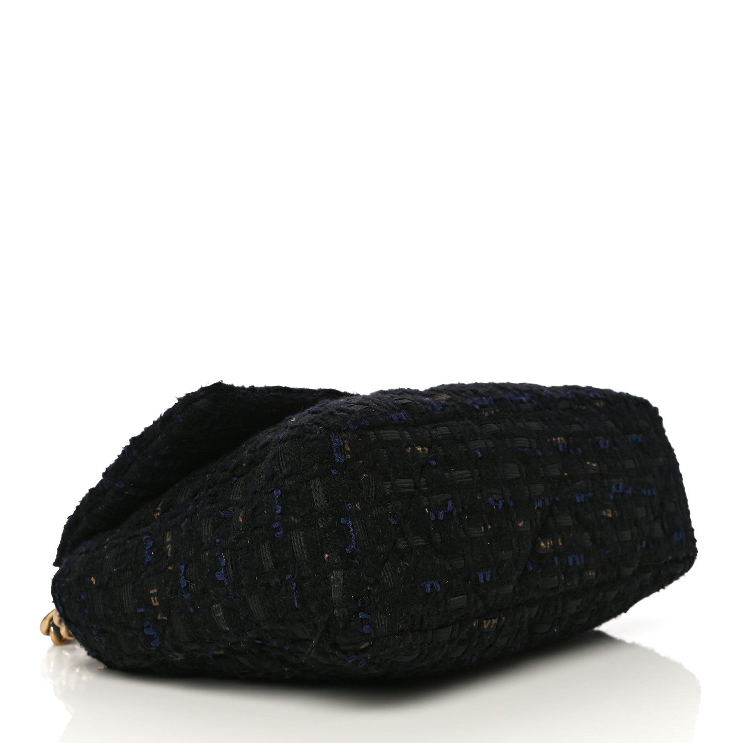 Chanel Tweed Quilted Large Chanel 19 Flap Black Navy Gold 4 of 13