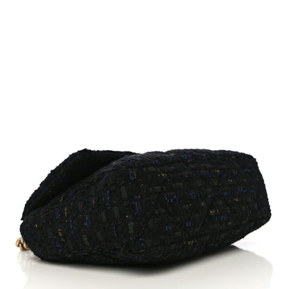 Chanel Tweed Quilted Large Chanel 19 Flap Black Navy Gold 4 of 13