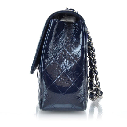 Chanel Crackled Patent Jumbo Flap Navy Blue 5 of 11