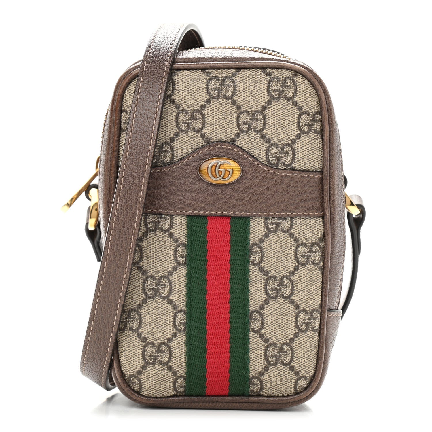 Gucci GG Supreme Monogram Web Mini Ophidia Double Zip Crossbody Bag Beige New Acero 1 of 8