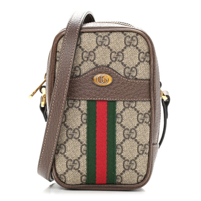 Gucci GG Supreme Monogram Web Mini Ophidia Double Zip Crossbody Bag Beige New Acero 1 of 8