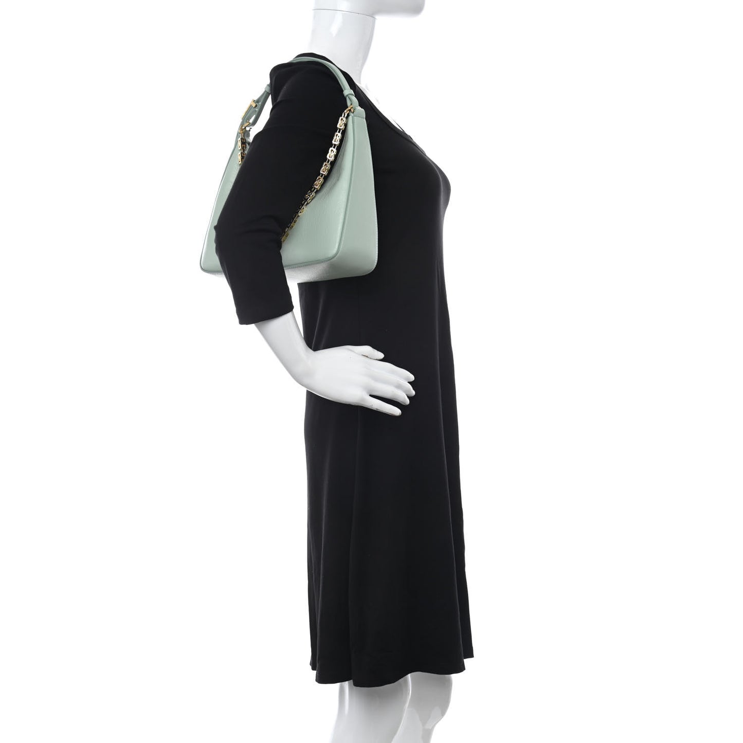 Smooth Calfskin Small Moon Cut Out Shoulder Bag Celadon