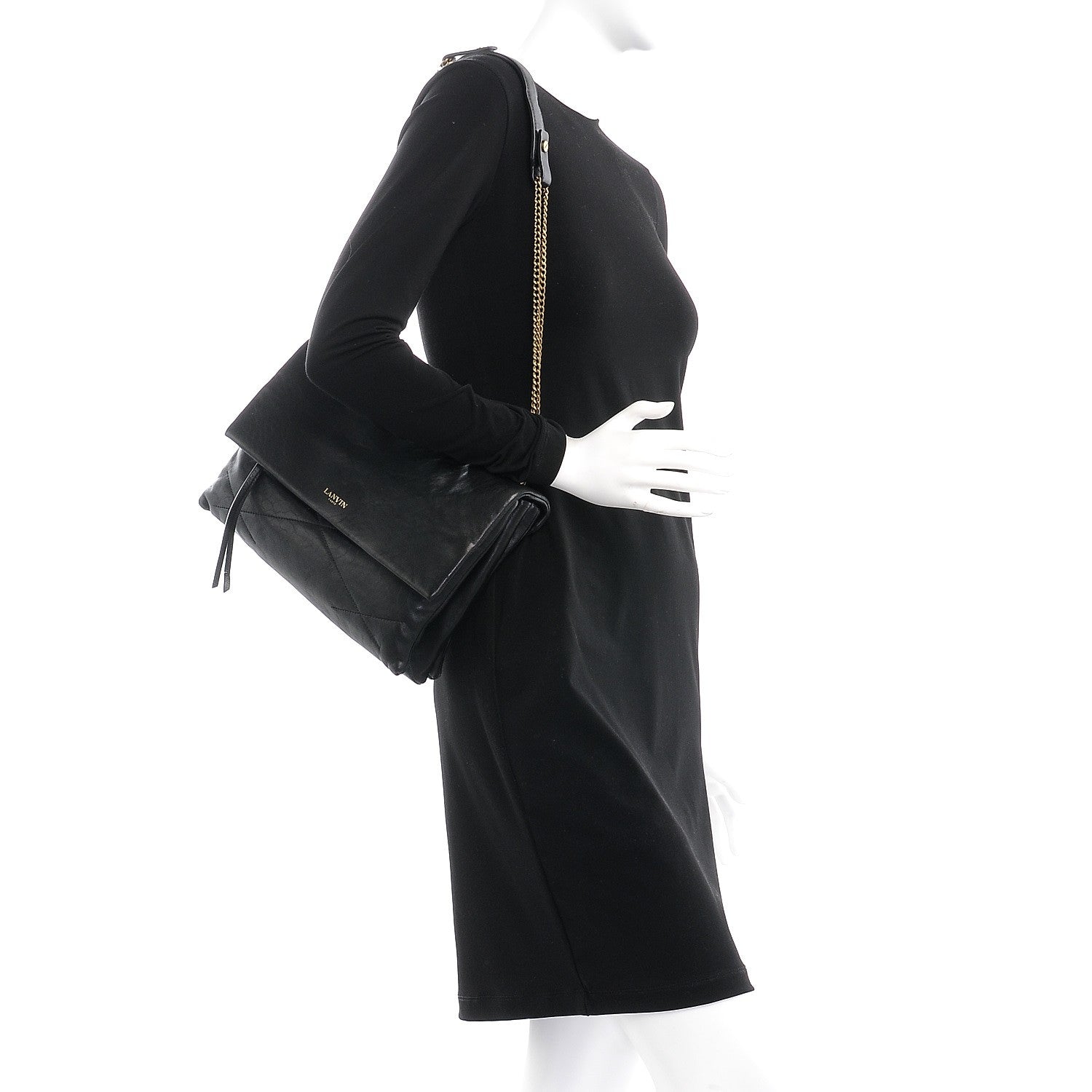 Lanvin Lambskin Quilted Medium Sugar Flap Shoulder Bag Black 2 of 9