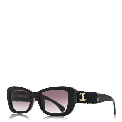Chanel Acetate Tweed Wool CC Rectangle Sunglasses 5514-A Black 1 of 7