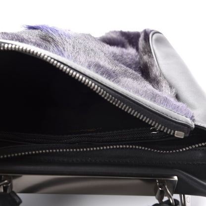 3.1 Phillip Lim 3.1 Goat Fur Calfskin Ryder Satchel Purple Black 5 of 9