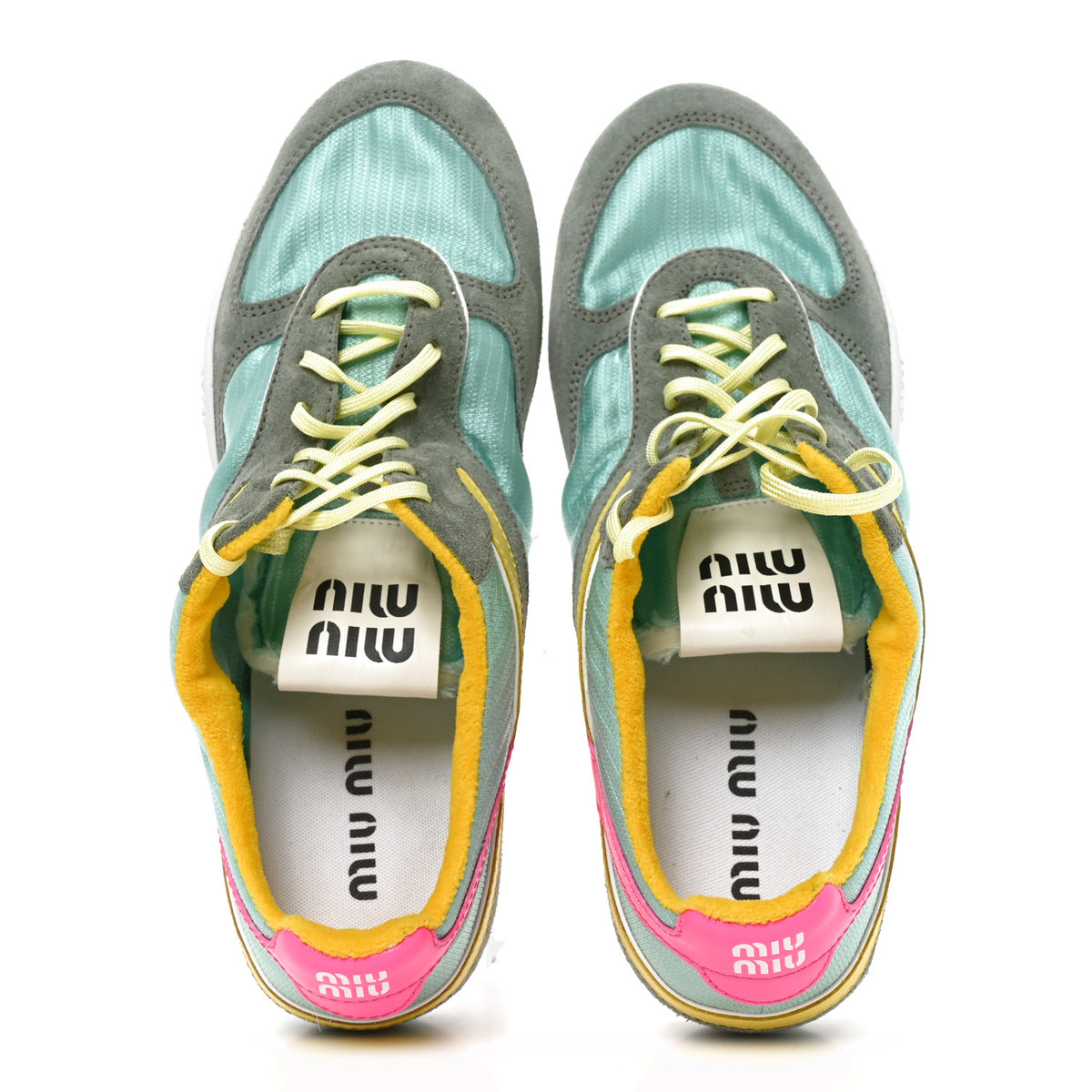 Miu Miu Technical Fabric Suede Gymnasium Sneakers 41 Anise Fuchsia 2 of 9