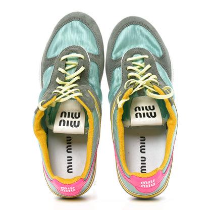 Miu Miu Technical Fabric Suede Gymnasium Sneakers 41 Anise Fuchsia 2 of 9