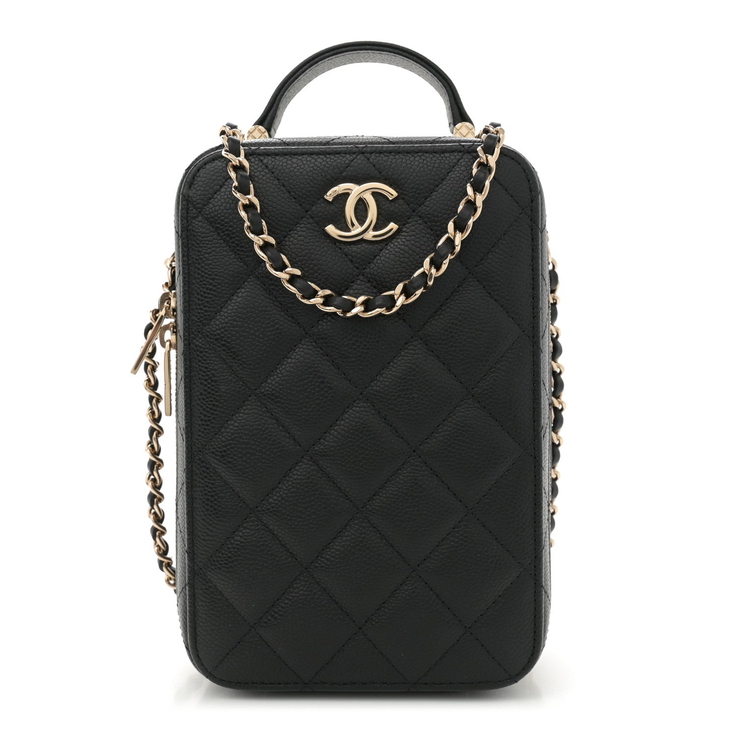 Chanel Caviar Quilted CC North South Vanity Case Black 1 of 12