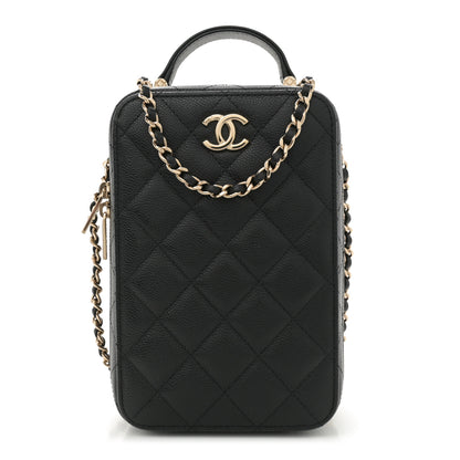 Chanel Caviar Quilted CC North South Vanity Case Black 1 of 12