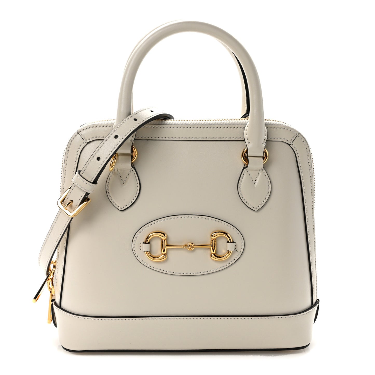 Boarded Plutone Calfskin Small Horsebit 1955 Top Handle Bag Mystic White