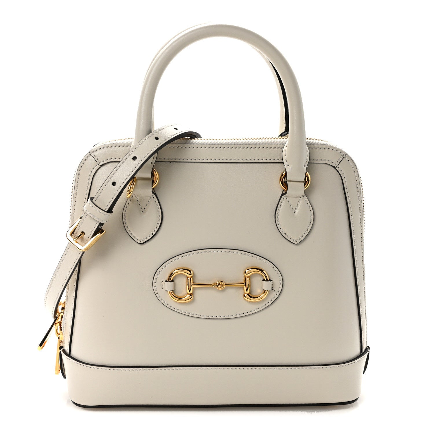 Gucci Boarded Plutone Calfskin Small Horsebit 1955 Top Handle Bag Mystic White 1 of 12