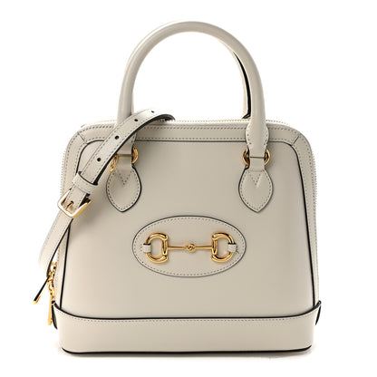 Gucci Boarded Plutone Calfskin Small Horsebit 1955 Top Handle Bag Mystic White 1 of 12