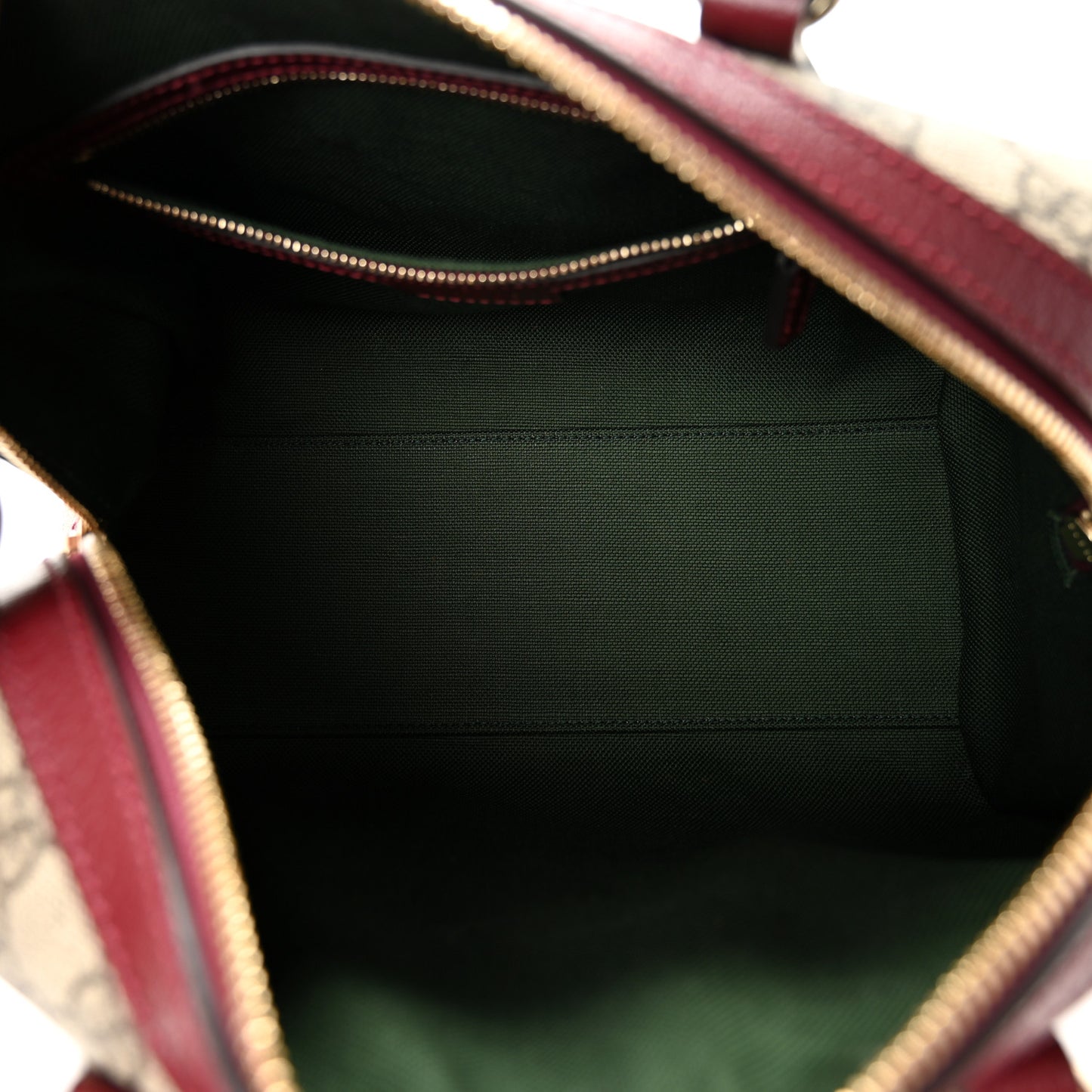 GG Supreme Monogram Web Medium Ophidia Top Handle Bag Beige Bordeaux