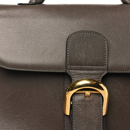 Delvaux Grained Calfskin MM Brillant Satchel Smoked Brown 9 of 11