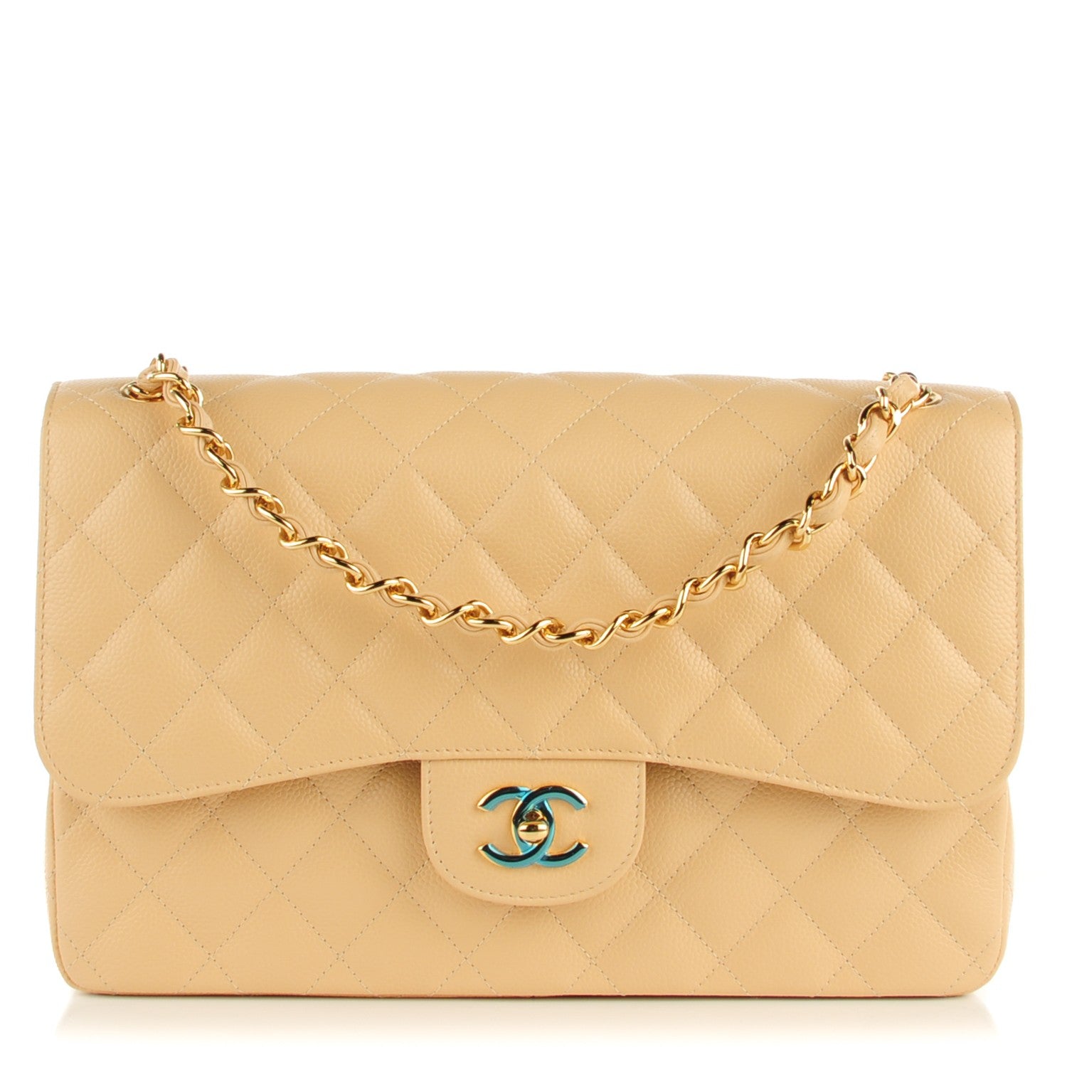 Chanel Caviar Quilted Jumbo Double Flap Light Beige 1 of 7