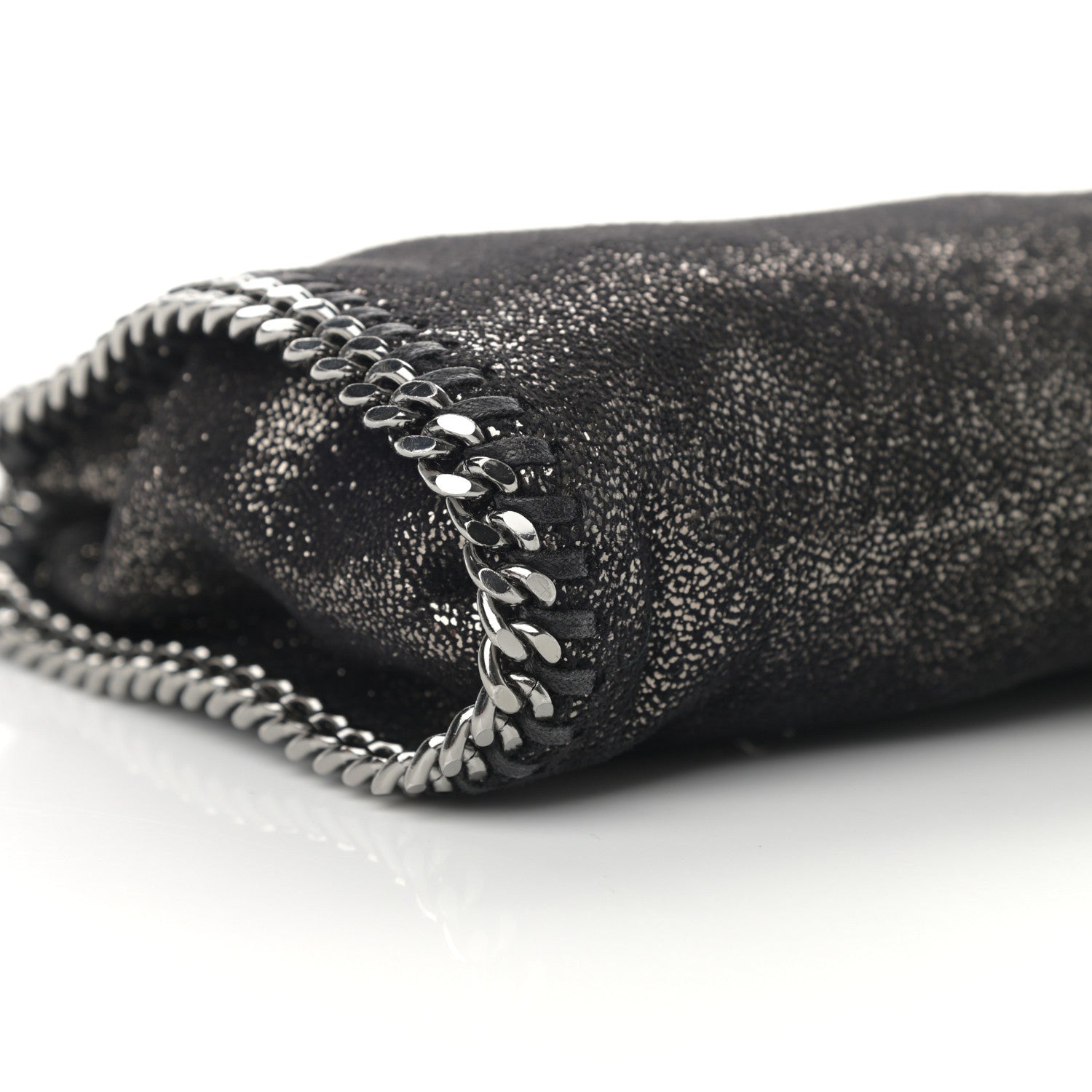 Stella McCartney Chamois Shiny Dotted Tiny Falabella Fold Over Tote Ruthenium 9 of 10