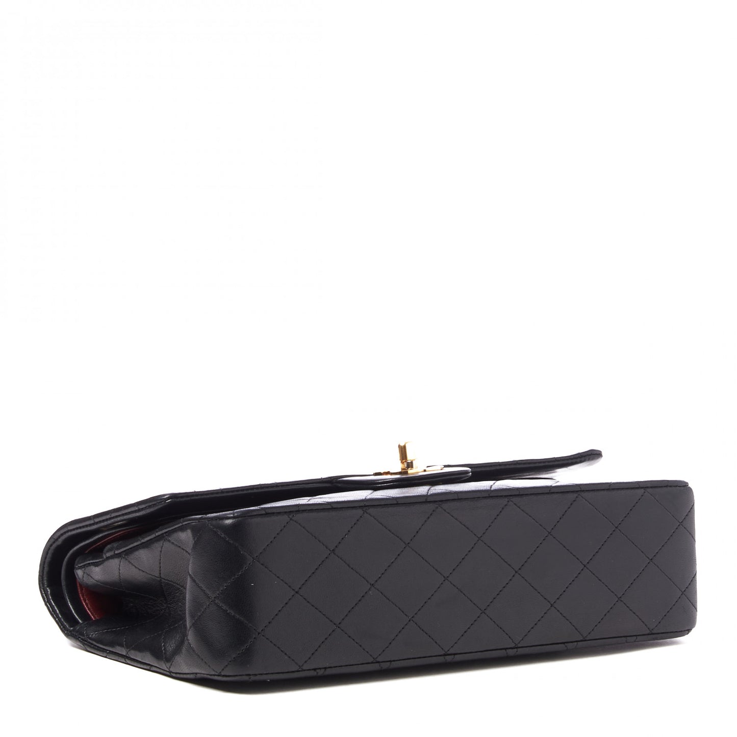 Lambskin Quilted Medium Double Flap Black