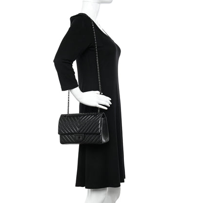 Chanel Aged Calfskin Chevron Quilted 2.55 Reissue 225 Flap So Black 2 of 9