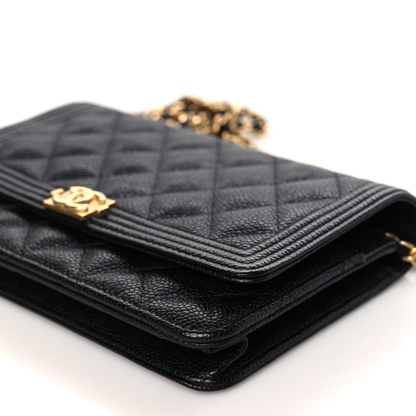 Caviar Quilted Boy Wallet On Chain WOC Black