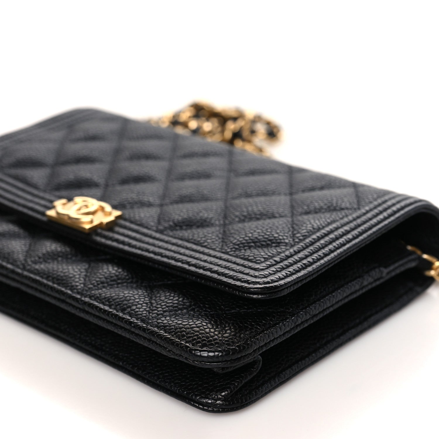 Chanel Caviar Quilted Boy Wallet On Chain WOC Black 10 of 11