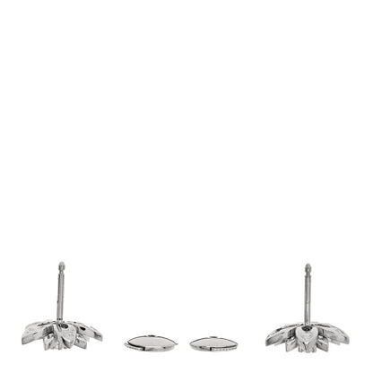 Van Cleef & Arpels 18K White Gold Diamond Mini Lotus Openwork Earrings 3 of 5