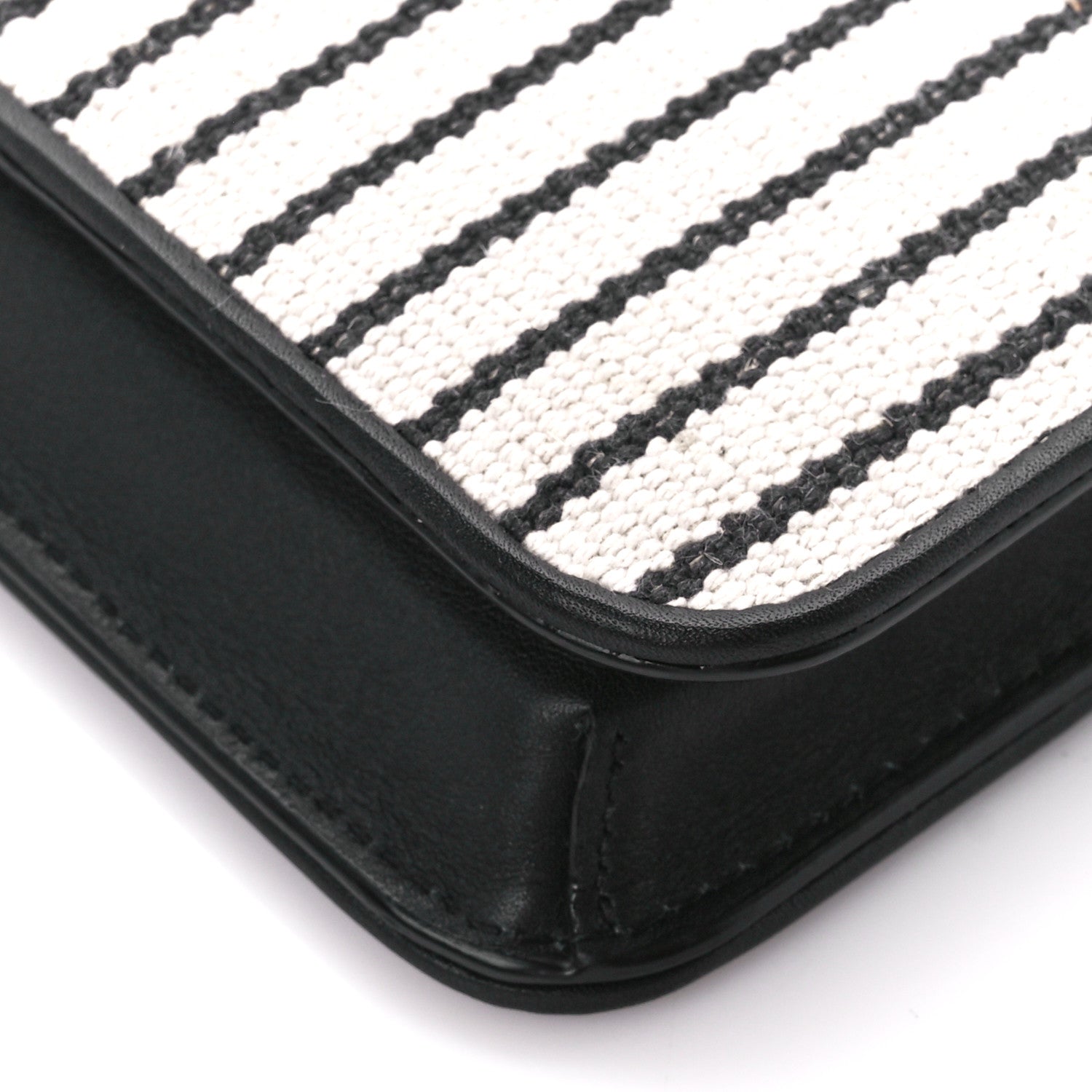 Saint Laurent Canvas Striped Phone Holder Crossbody Beige Black 10 of 10