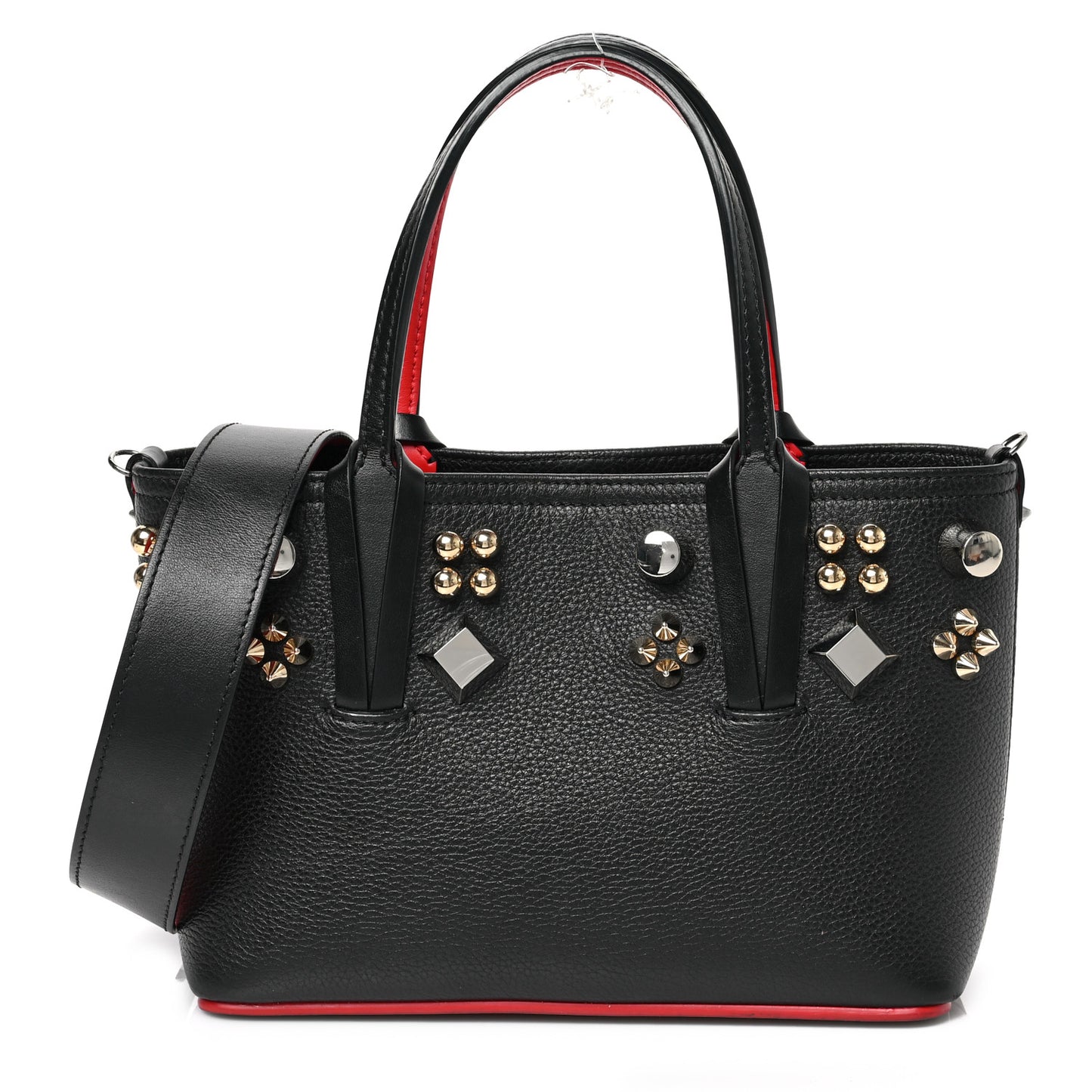 Calfskin Empire Spike Studded Mini East West Cabata Tote Black