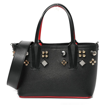 Christian Louboutin Calfskin Empire Spike Studded Mini East West Cabata Tote Black 1 of 9