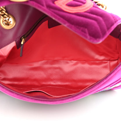 Gucci Velvet Matelasse Loved Embroidered Medium GG Marmont Shoulder Bag Fuchsia Violet Cyclamen 5 of 11