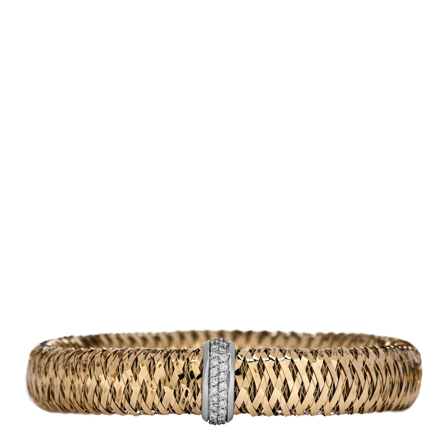 18K Yellow White Gold Diamond Medium Primavera Bangle Bracelet