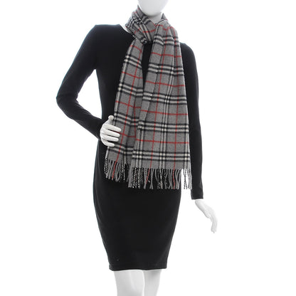 Burberry Lambswool House Check Fringe Scarf Grey 2 of 4