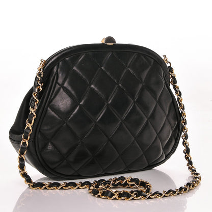 Chanel Calfskin Quilted Kisslock Frame Bag Black 3 of 8
