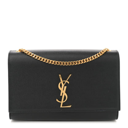 Saint Laurent Grain De Poudre Medium Classic Monogram Kate Satchel Black 1 of 10