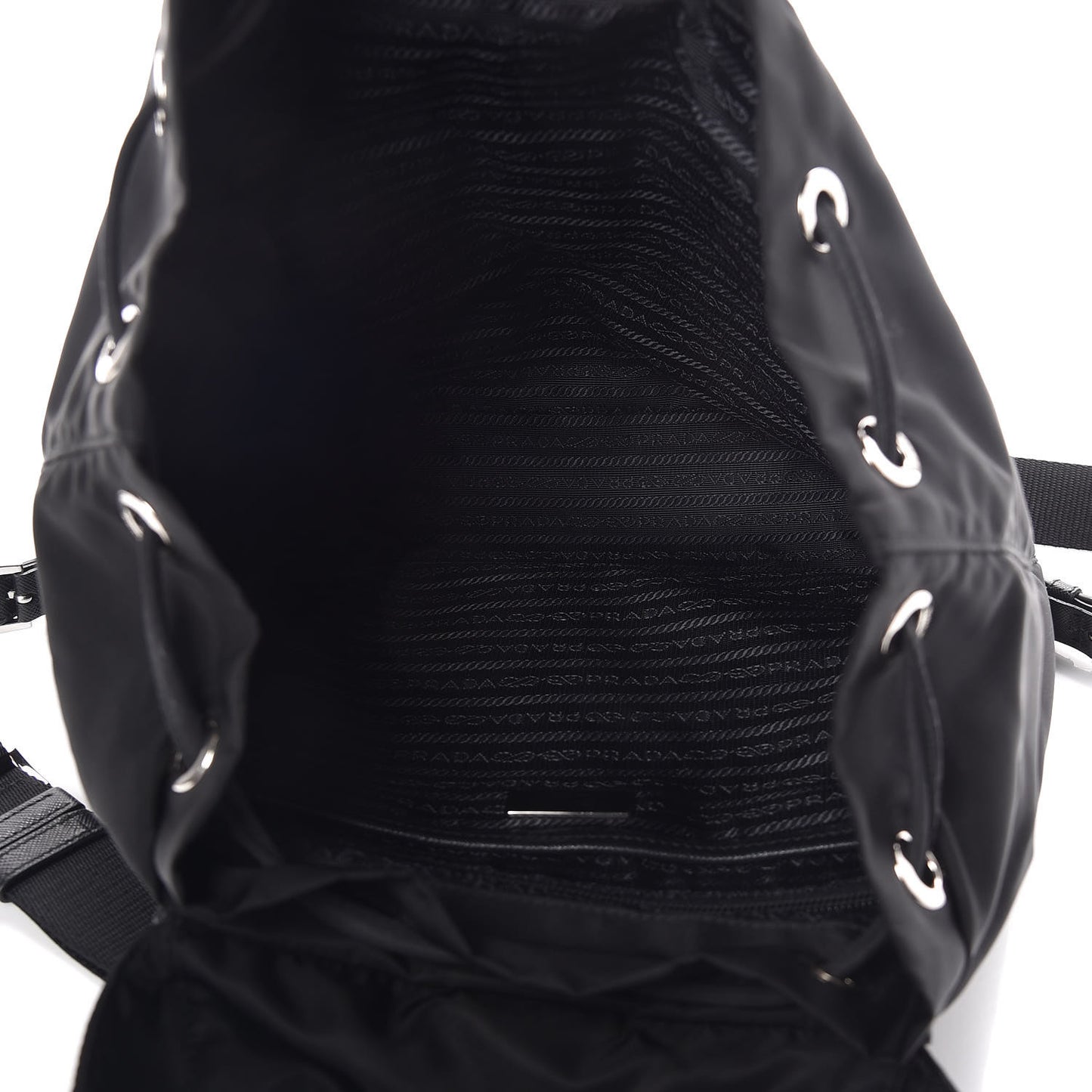 Tessuto Nylon Vela Saffiano Large Backpack Black