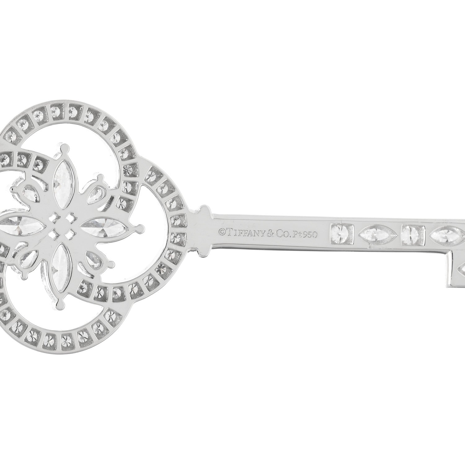 Tiffany Platinum Diamond Victoria Cluster Key Pendant 3 of 4