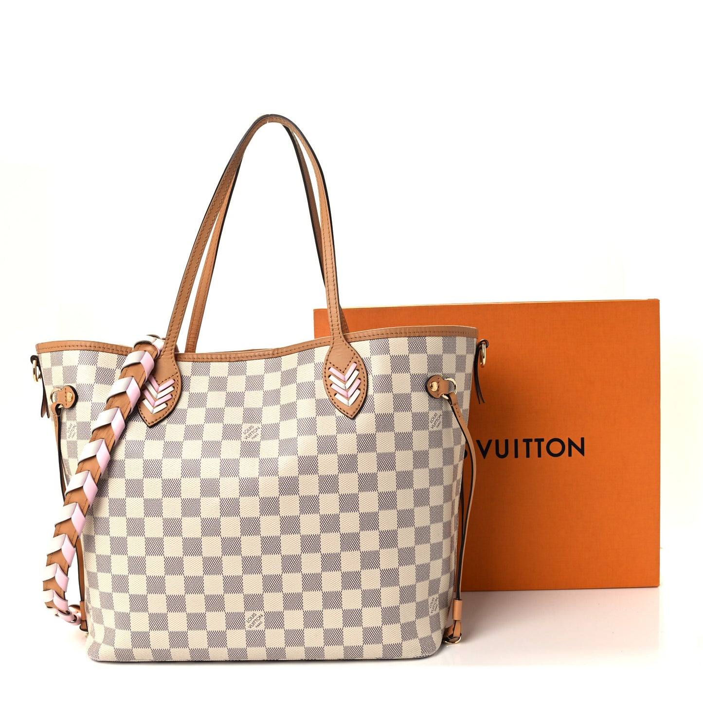 Damier Azur Braided Neverfull MM Orange