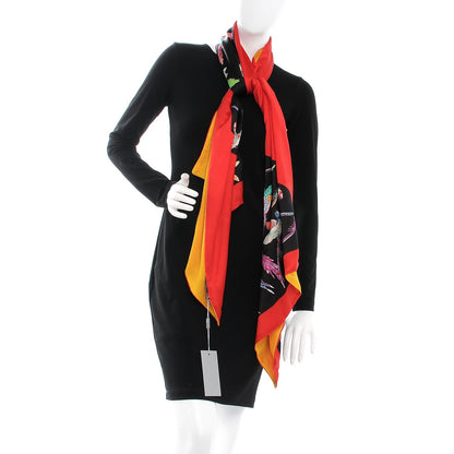Alexander McQueen Silk Wool Bird Print Scarf Red 2 of 6