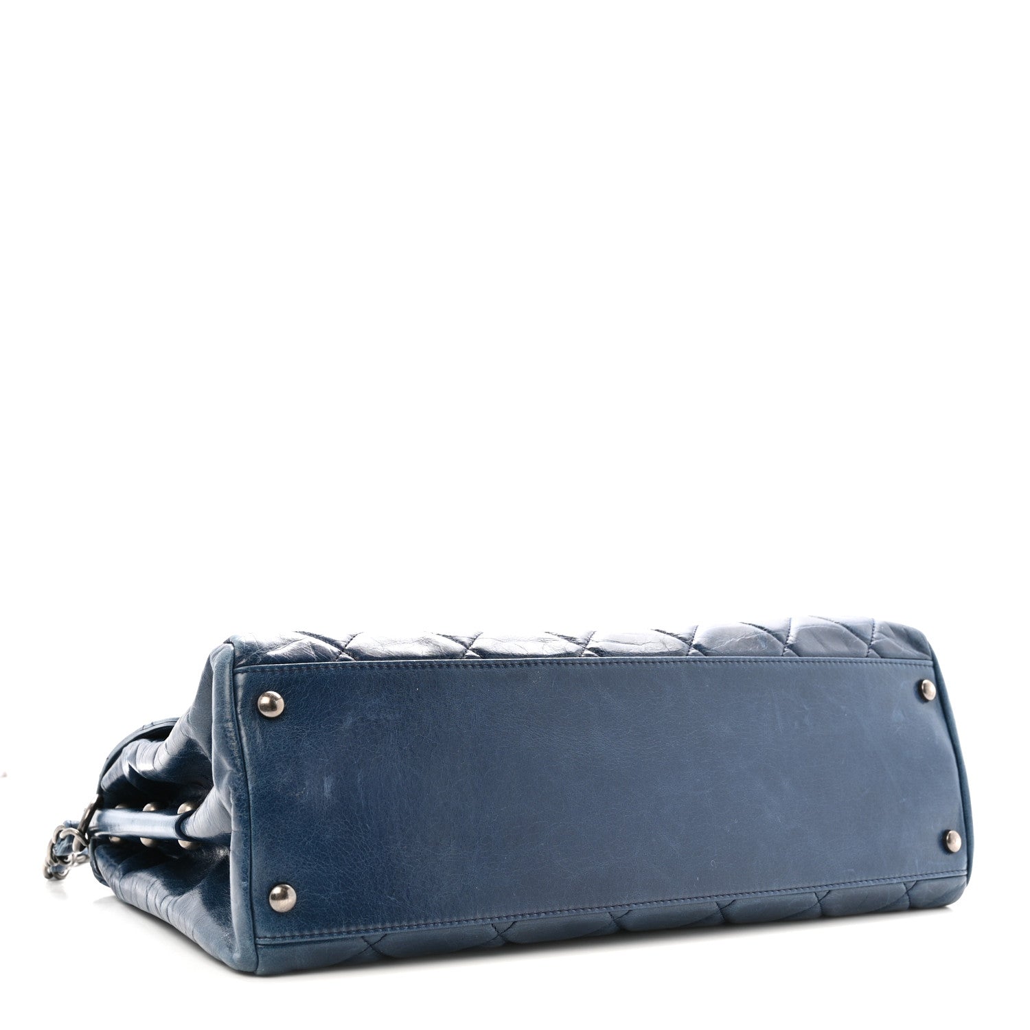 Chanel Glazed Calfskin Boy Satchel Flap Blue 4 of 14