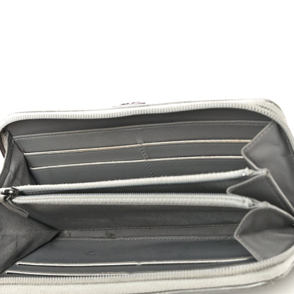 Chanel Metallic Caviar Chevron Quilted Boy Small Zip Around Wallet Silver 5 of 17