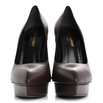 Saint Laurent Calfskin Janis 105 Platform Pumps 38.5 Cordovan 3 of 9