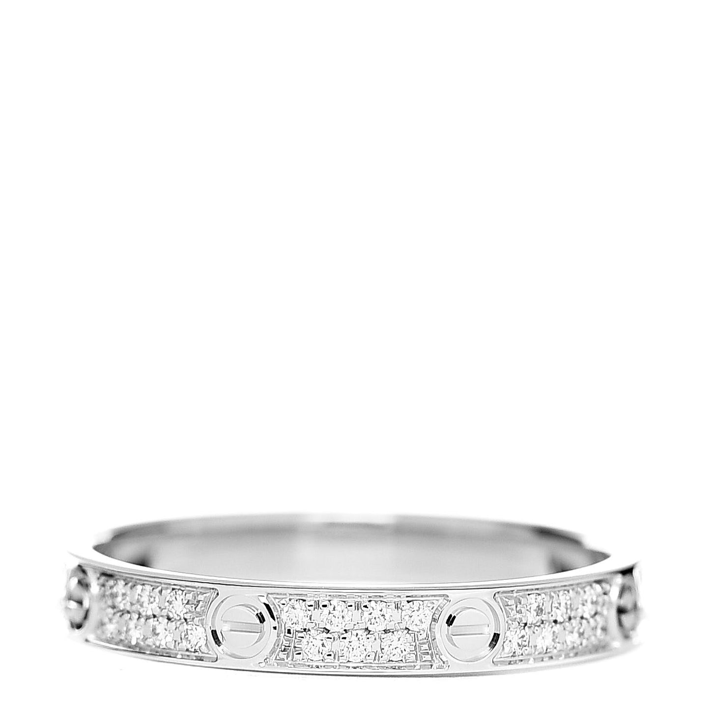 18K White Gold Diamond 2.6mm LOVE Paved Band Ring 49 4.75