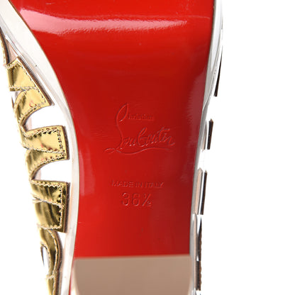 Christian Louboutin Metallic PVC Platform Peep Toe Pumps 36.5 White Gold 7 of 8