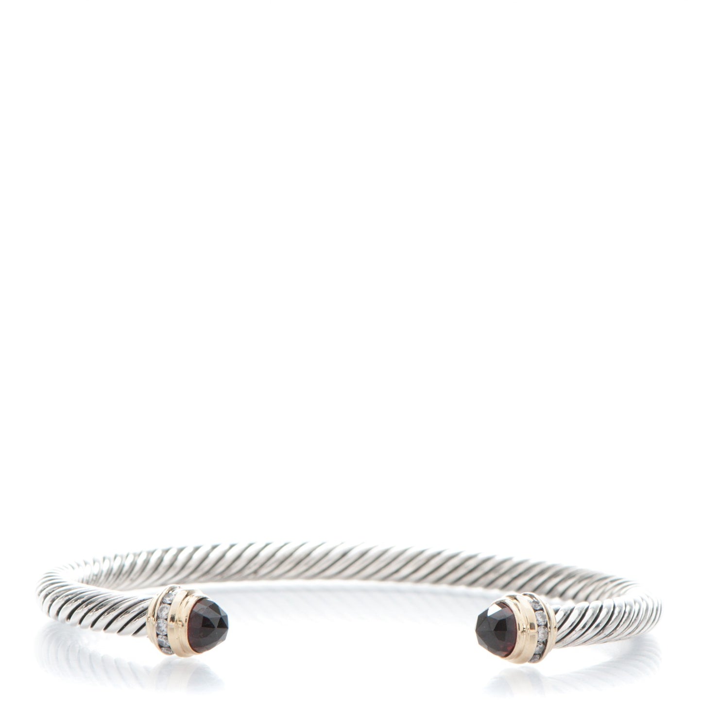 Sterling Silver 18K Yellow Gold Diamond Garnet 5mm Cable Classics Bracelet