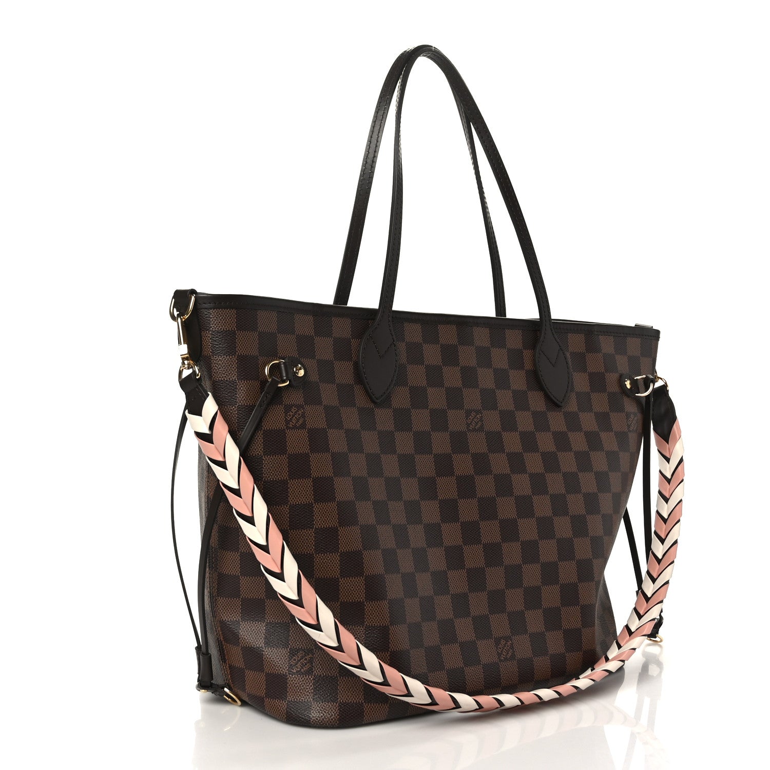 Louis Vuitton Damier Ebene Braided Neverfull MM Pink 2 of 10