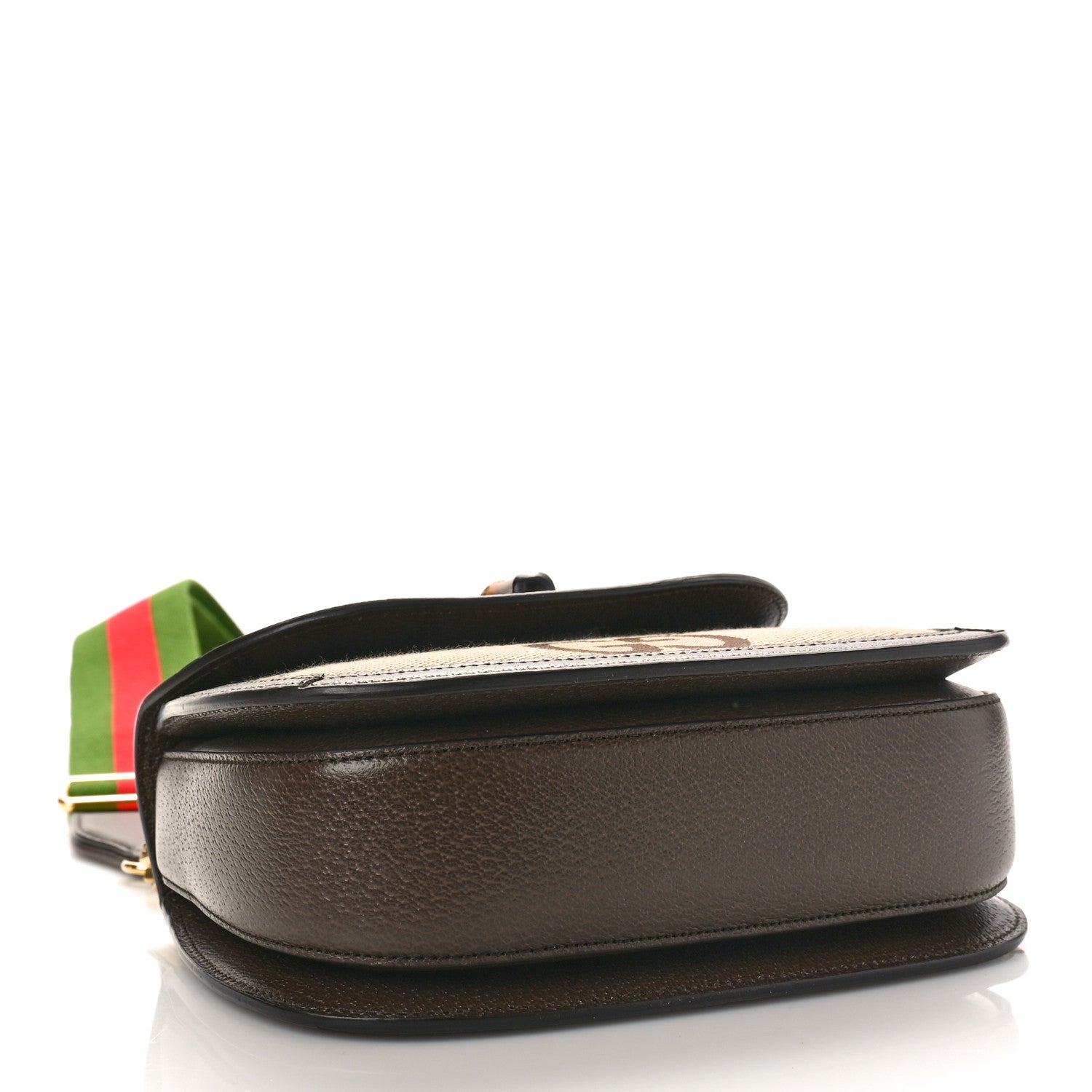 Gucci Monogram Jumbo GG Textured Dollar Calfskin Web Small Bamboo 1947 Top Handle Bag Camel Ebony New Acero 5 of 9