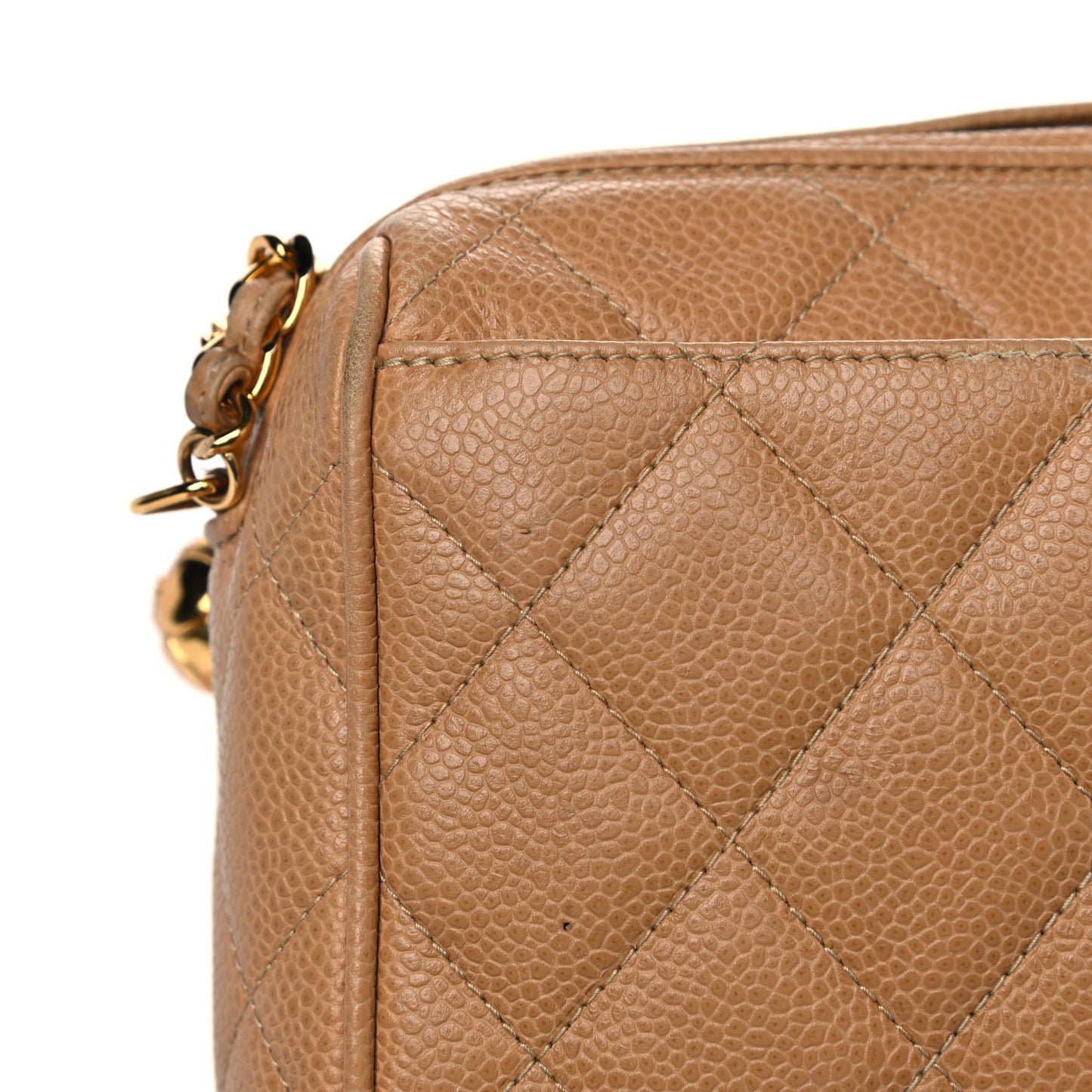 Caviar Quilted CC Camera Case Beige