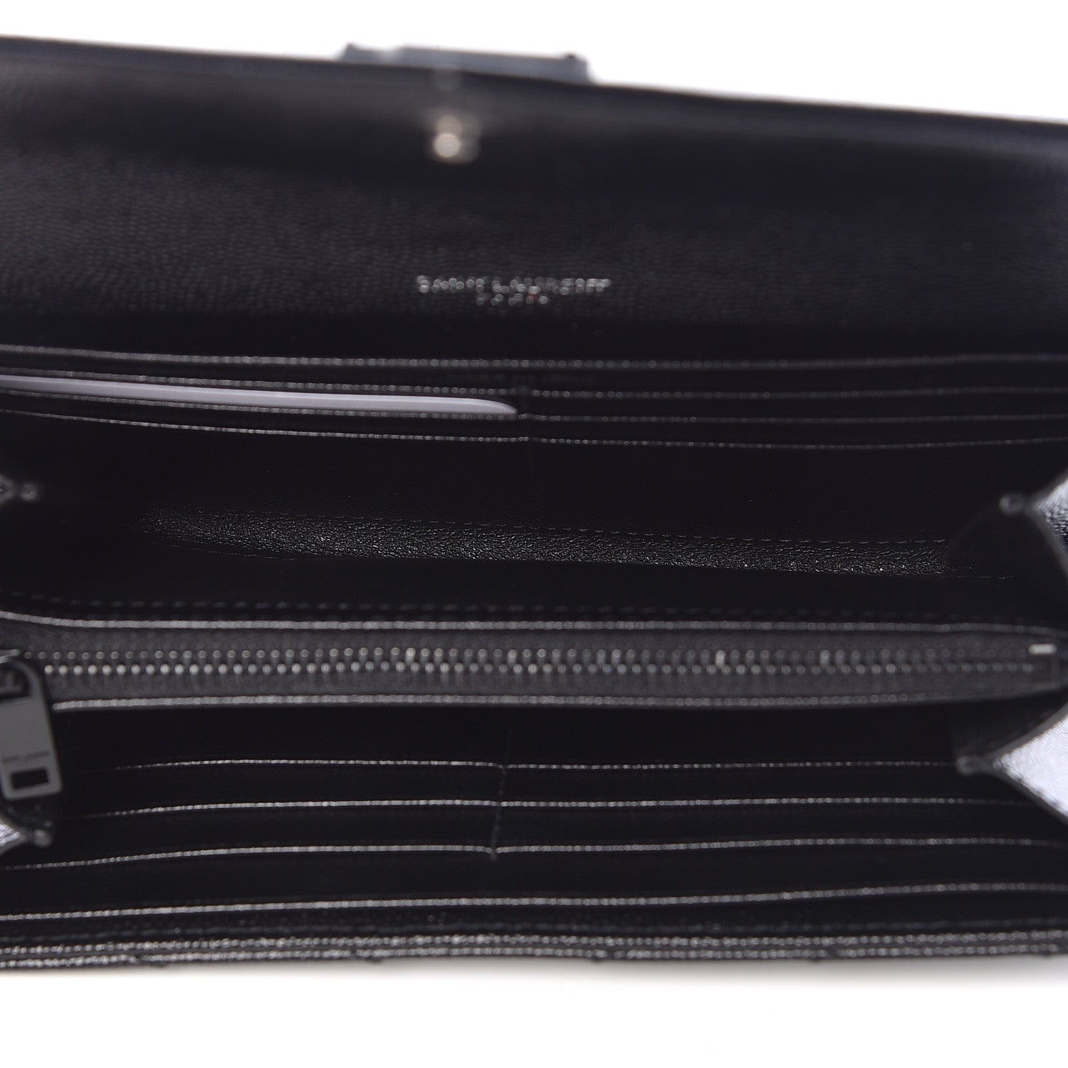 Saint Laurent Grain De Poudre Matelasse Chevron Monogram Flap Wallet Black 5 of 8
