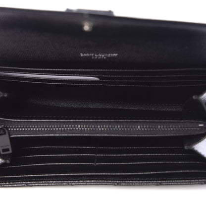 Saint Laurent Grain De Poudre Matelasse Chevron Monogram Flap Wallet Black 5 of 8