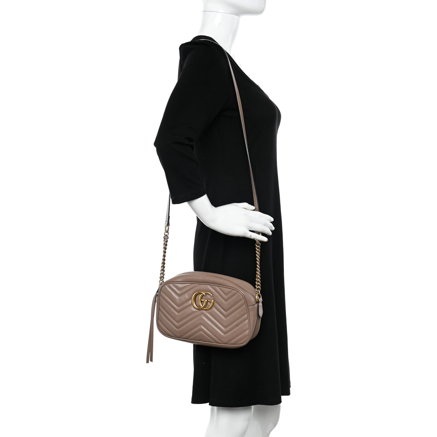 Calfskin Matelasse Small GG Marmont Chain Shoulder Bag Porcelain Rose